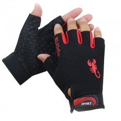 Sporthandskar - non-slip - halv finger - med skorpionsmönster - unisex