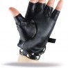 Halv finger läderhandskar - med riveter & spänne - Rock / Punk stil