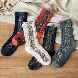 Embroidery Flower Socks - Ethnic Style - Kvinnor