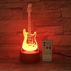 Remote Guitar Night Light - 3D - LED Lampa - 7 färger