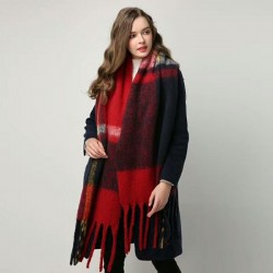 Cashmere plaid scarf med tassels