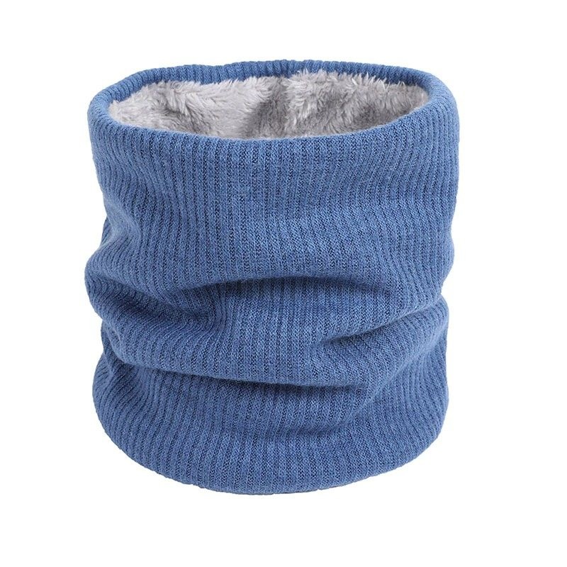 Knitted varm rund scarf med plush - unisex