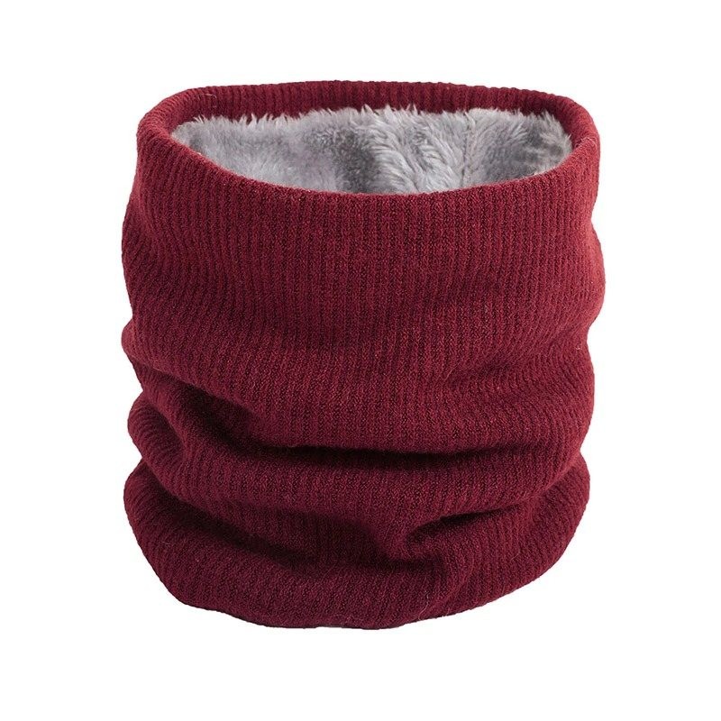 Knitted varm rund scarf med plush - unisex