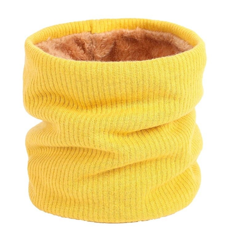 Knitted varm rund scarf med plush - unisex