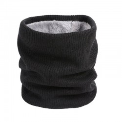 Knitted varm rund scarf med plush - unisex