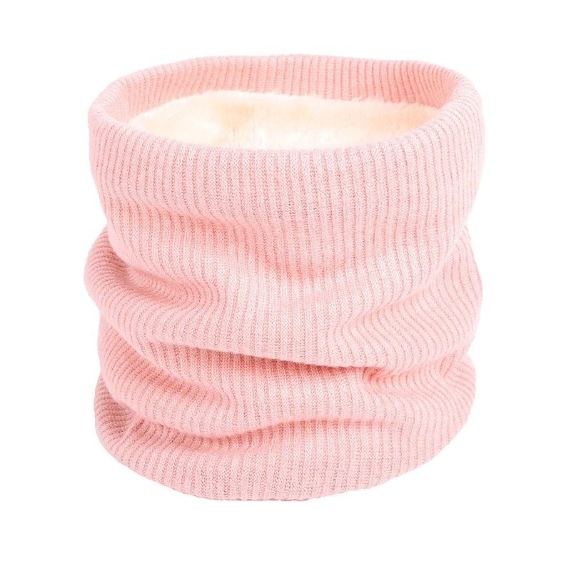 Knitted varm rund scarf med plush - unisex
