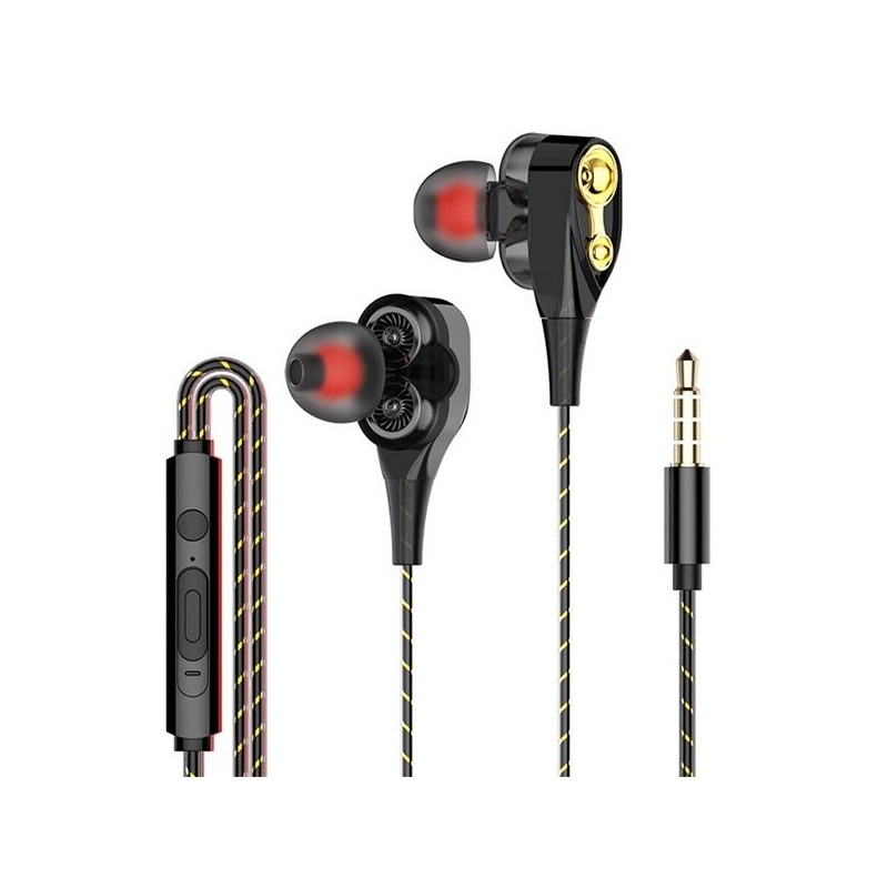Wired in-ear headphones with microphone - dual drive bass - headsetEar- & Headphones