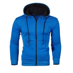 Varm hoodie med zipper - lång ärm - polka-dot print