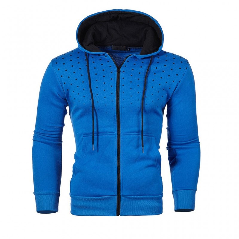 Varm hoodie med zipper - lång ärm - polka-dot print