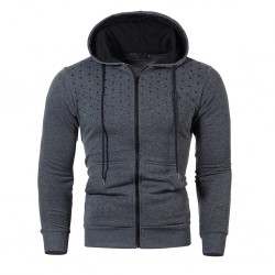 Varm hoodie med zipper - lång ärm - polka-dot print