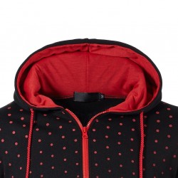 Varm hoodie med zipper - lång ärm - polka-dot print