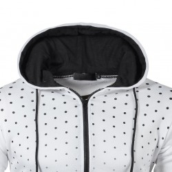 Varm hoodie med zipper - lång ärm - polka-dot print
