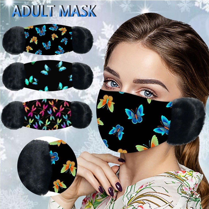 2 in 1 - face / mouth mask with earmuffs - butterflies printMouth masks