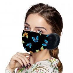 2 in 1 - face / mouth mask with earmuffs - butterflies printMouth masks