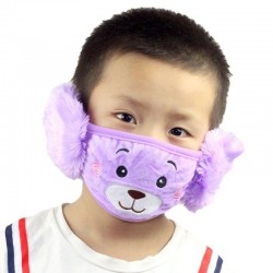2 i 1 - öronmuffar / ansiktsmask för barn - plushbjörn