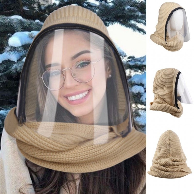 Full ansikte transparent mask med scarf & zipper