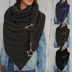 Multi-purpose shawl med metallstjärna - scarf med knappar / prickar