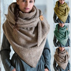 Multi-funktion tjock shawl med knappslutning