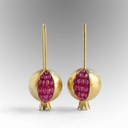 Guld / silver granatäpple - eleganta örhängen