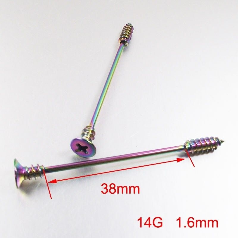 Twisted industriell barbell - kroppspiercing - rostfritt stål - 38 mm