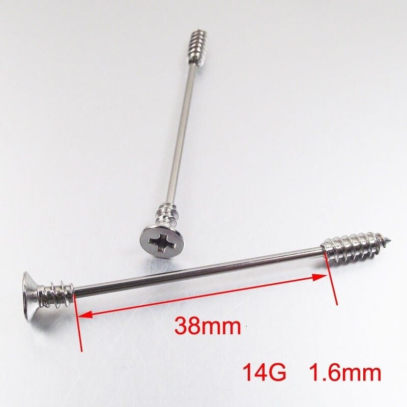 Twisted industrial barbell - body piercing - stainless steel - 38mmEarrings