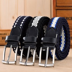 Braided elastic belt - läder - unisex