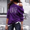 Sexig topp - lösa off-shoulders - lång ärm t-shirt - LOVE print