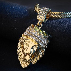 Crowned lion pendant - guldhalsband
