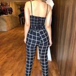 Sleeveless top & byxor - plaid set