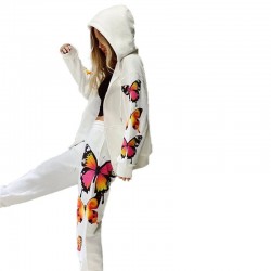 Modeable tracksuit med tryckta fjärilar - hoodie / byxor - set