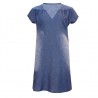 Kort ärm denim klänning - V-neck - lös design
