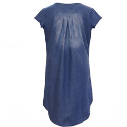 Kort ärm denim klänning - V-neck - lös design