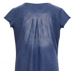 Kort ärm denim klänning - V-neck - lös design