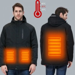USB - uppvärmd termisk jacka med huva / zippers - vattentät