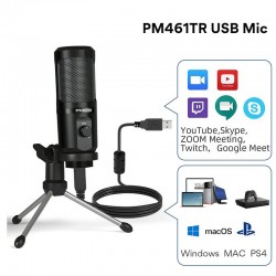 AU-PM461TR - USB mikrofonkondensator - inspelning - online undervisning - möten - live streaming - spel - med stativ