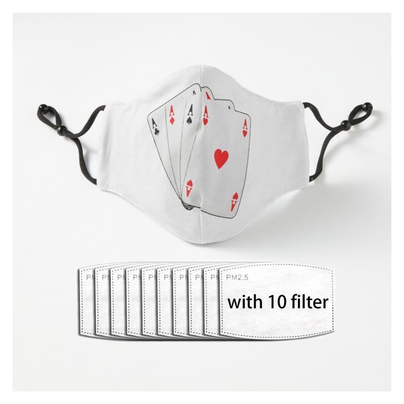 Skyddsmun / ansiktsmask - PM2.5 filter - återanvändbar - spelkort ess