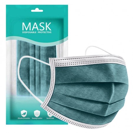 Mun- / ansiktsskyddsmask - antibakteriell - disponibel - grön - 10-100 stycken