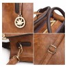 Women's leather handbag set with hemp logo - with messenger bag and purse - 3pcs