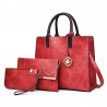 Women's leather handbag set with hemp logo - with messenger bag and purse - 3pcs