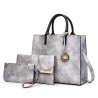 Women's leather handbag set with hemp logo - with messenger bag and purse - 3pcs