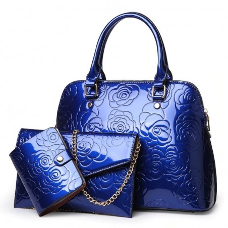 Läderhandväska - korsväska - liten handväska - blommatryck - 3 st