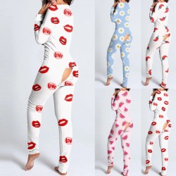 Sleeping jumpsuit with buttons - one-piece pyjama with functional flap backLingerie