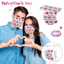 Face / mouth protective mask - disposable - 3 layer - Valentine's day - 10 piecesMouth masks