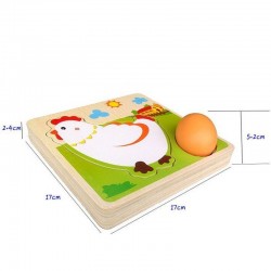 3D trä pussel - multilayer jigsaw - höna lägger ägg - kycklingtillväxt - pedagogiska leksaker