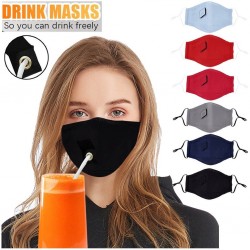 Mouth / ansikte skyddsmask - återanvändbar - med halmhål för att dricka