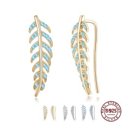 925 sterling silver - leaf stud earrings - 2pcs