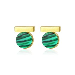 925 sterling silver - solid stud earrings - malachite