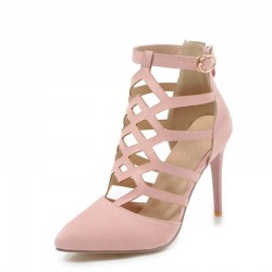 Sexy suede high heels - pumps - with a zipper and a buckleHigh heels