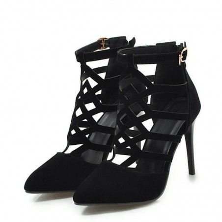Sexy suede high heels - pumps - with a zipper and a buckleHigh heels