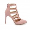 Sexy suede high heels - pumps - with a zipper and a buckleHigh heels